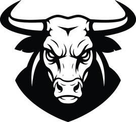 Fierce bull head mascot logo symbol strength power aggression vector