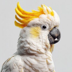 Captivating Studio Portrait of a Vocal Cockatoo A Majestic Crest and Powerful Expression