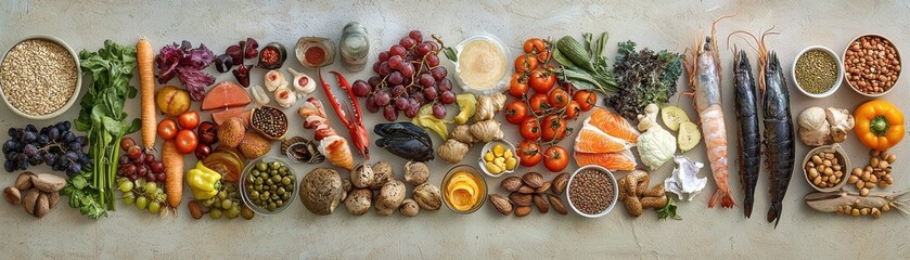 Healthy Mediterranean Diet Ingredients Flat Lay