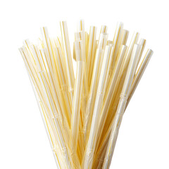 Bunch of pale yellow drinking straws