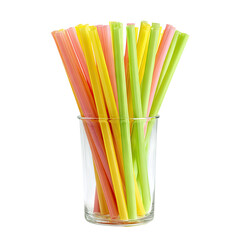 Colorful candy straws in a glass