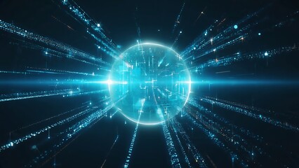 Obraz premium Glowing sphere with data streams