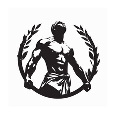 Traditional Wrestler Silhouette Vector Logo Design Illustration