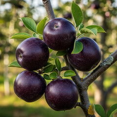 A branch with Black Diamond apples