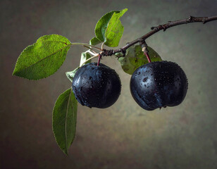A branch with Black Diamond apples