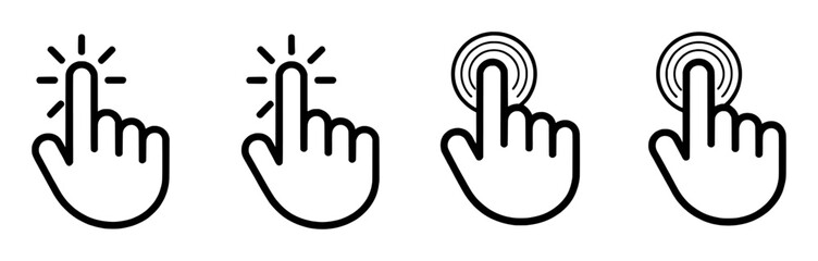 Set of four hand cursor icons indicating touch or click actions