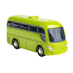 Lime-green toy bus, front view, simple design