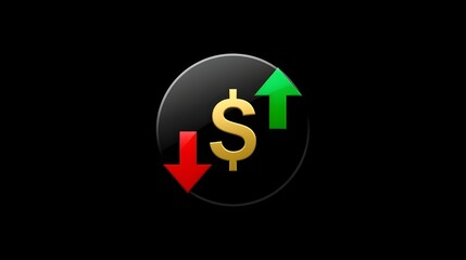 Obraz premium Dollar Symbol with Up and Down Arrows Icon – Finance and Trading Concept