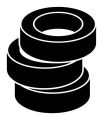 Stack of Black Rings with White Outlines on White Background