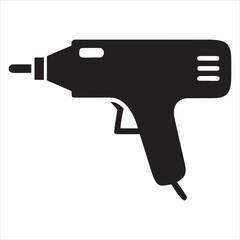hand gun isolated on white vector illustration logo silhouette logo sticker design 