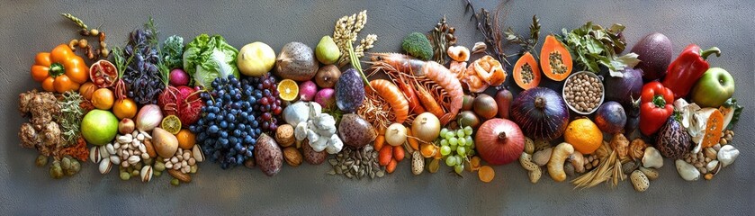 Fresh Assorted Colorful Fruits and Vegetables Variety