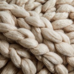 Closeup View of a Cozy Chunky Knit Wool Blanket Exploring Texture and Warmth