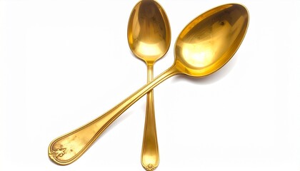 Golden spoon with beaded handle on white background