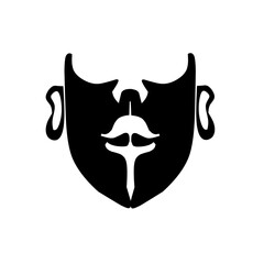 Minimalist black silhouette illustration of a male face with a beard, mustache, and ears, creating a bold and artistic design.