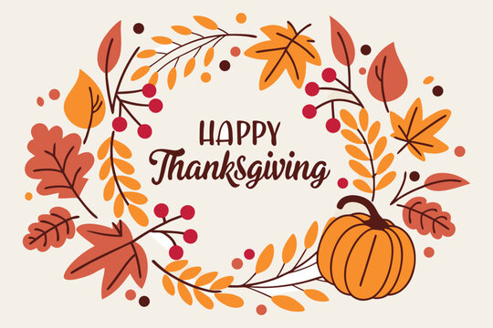 Festive Thanksgiving Wreath Design with Pumpkin