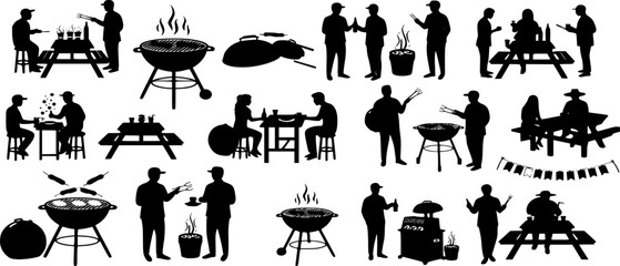Bbq Scene Silhouette Vector Illustration Graphic
