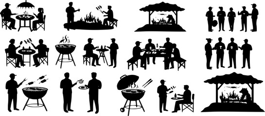 Bbq Scene Silhouette Vector Illustration Graphic
