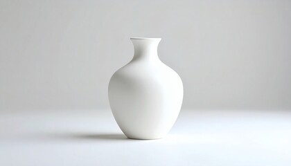 Minimalist White Vase on Clean White Background Studio Shot