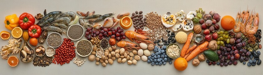 Healthy Variety of Fresh Fruits, Vegetables, and Nuts