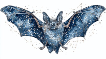 Enchanting Watercolor Bat A Whimsical Illustration with Delicate Wings and Intricate Detail
