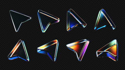 8 Transparent Glass Arrow Symbols