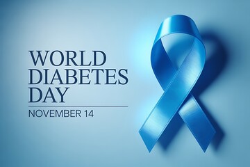 World diabetes day november 14 blue ribbon awareness symbol