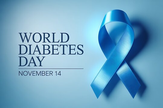 World diabetes day november 14 blue ribbon awareness symbol