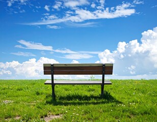 Tranquil Meadow Bench Under a Vast Sky