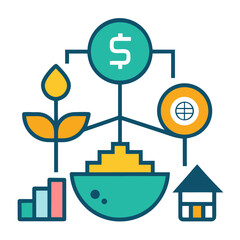 Financial growth and investment concepts illustrated with icons