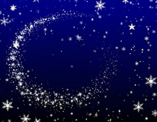 Winter snowflakes swirl on dark blue background