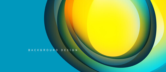 Abstract design features layered circles. Bright colors blend, creating dynamic visual effect. Background is teal, text reads background design.