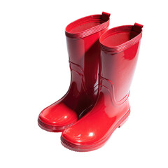 Pair of bright red shiny rain boots