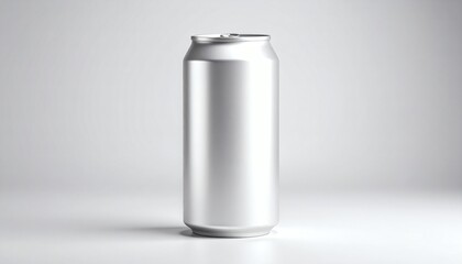 Blank Silver Soda Can Mockup on White Background - Product Presenta...