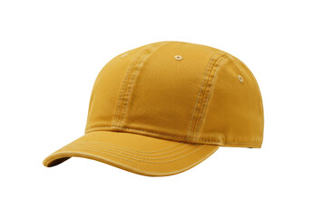 Isolated mustard-yellow baseball cap is good sportswear and casual headwear for everyday use