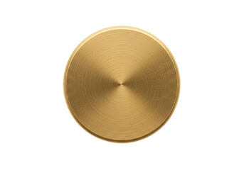 Isolated Gold Textured Metal Disc with Circular Grooves, Industrial Component Item