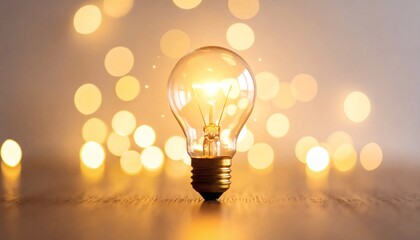 Glowing light bulb symbolizing bright idea, innovation, creativity,...
