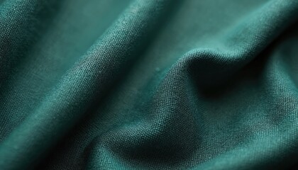 Fototapeta premium Dark teal green linen canvas fabric texture background. Woven textile material detailed, aged, elegant, stylish, sophisticated, subtle pattern. Seamless high-resolution close-up shot suitable for