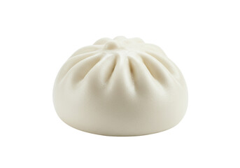 Isolated close-up of a bao bun, a fluffy steamed Chinese dumpling filled with savory meat