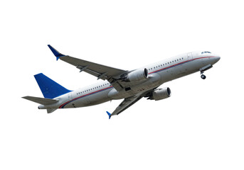 Isolated Airbus airliner in flight for commercial airline or passenger jet travel concept