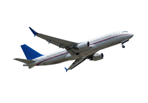 Isolated Airbus airliner in flight for commercial airline or passenger jet travel concept