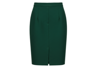 Isolated beautiful dark green pencil skirt fashion garment for women elegance style