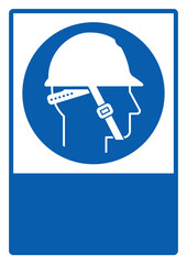 mandatory safety signs_wear head protection and chin straps must be worn your custom message here portrait size a4/a3/a2/a1 v2	 