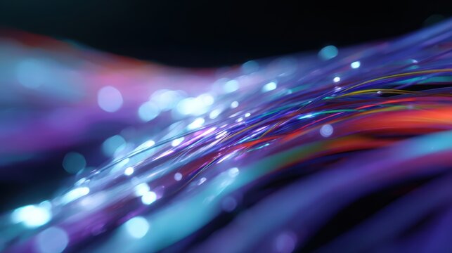 A vibrant, abstract image showing a flow of big data as colorful streams of light and information converging into a central processor.