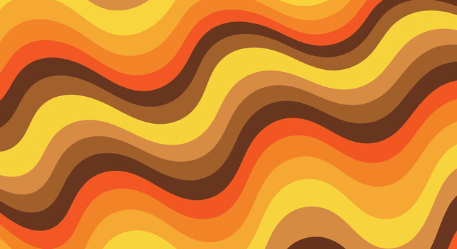 Retro wavy pattern with warm orange yellow and brown colors