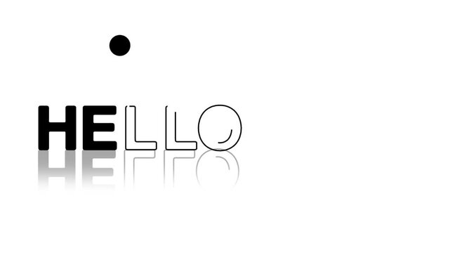 animated jumping or bouncing ball Hello July text word lettering typography glow neon reveal, Bright letters jump in the inscription theme video,motion seamless loop black type on white bg   
