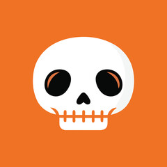Fototapeta premium A simple cartoon skull icon on an orange background