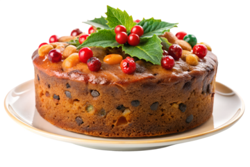 Fruitcake for Christmas isolated on transparent background