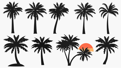 Tropical palm tree silhouettes collection brings summer vibes to your designs, perfect for vacation themes