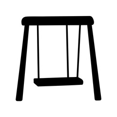 Silhouette of a swing set on a white background, children's playground