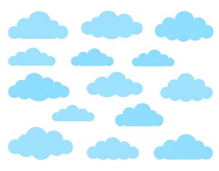 Light blue cartoon clouds on a white background